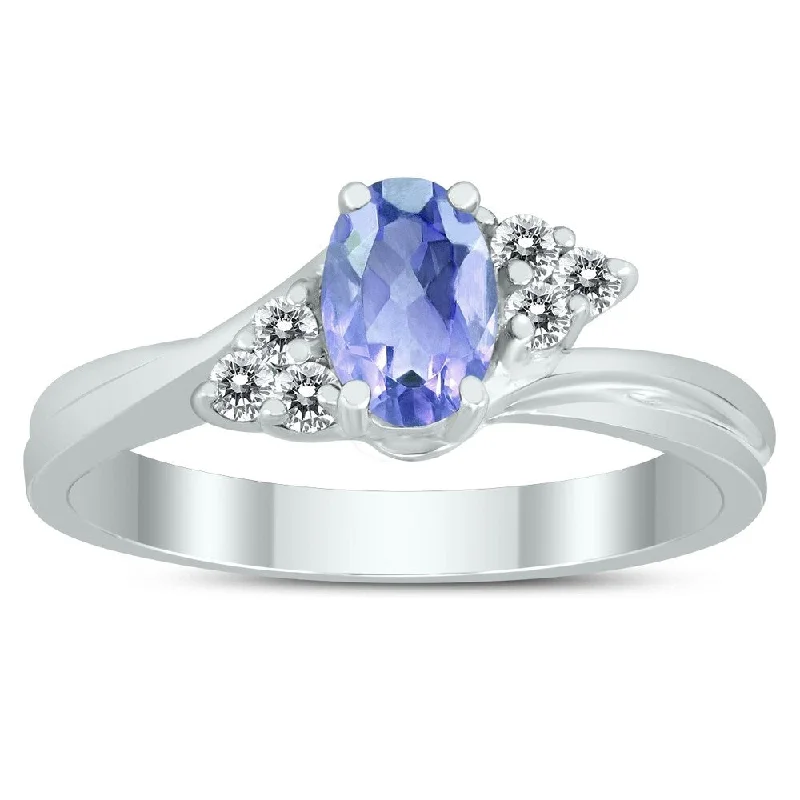 Sapphire Gemstone Rings in 18K White Gold with Diamond Accents for an Elegant Engagement6X4MM Tanzanite and Diamond Twist Ring in 10K White Gold