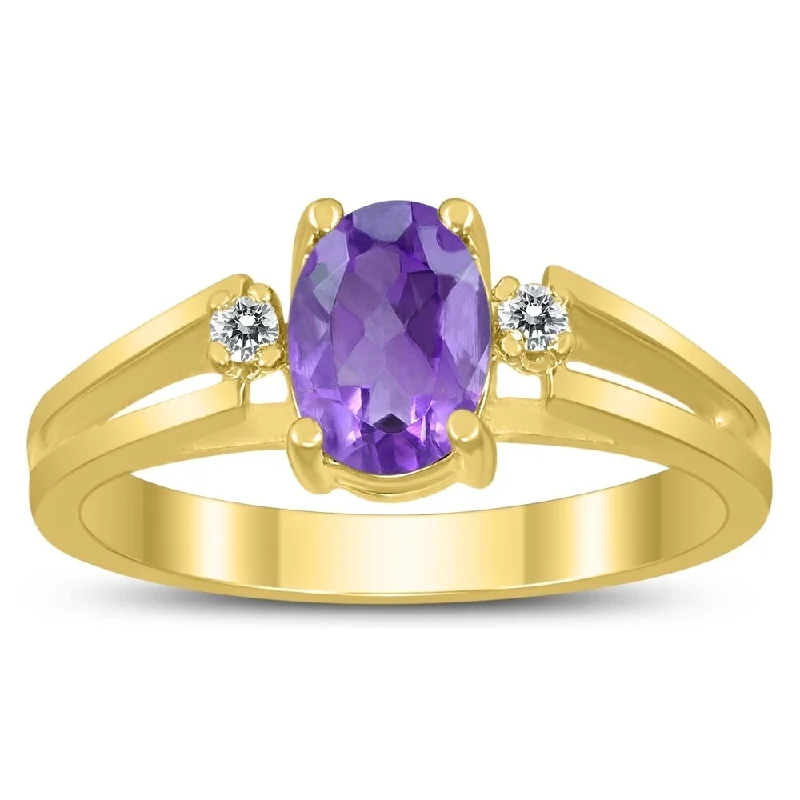 Citrine Gemstone Rings in Stainless Steel with a Stackable Design for a Trendy Everyday Wear7X5MM Amethyst and Diamond Open Three Stone Ring in 10K Yellow Gold