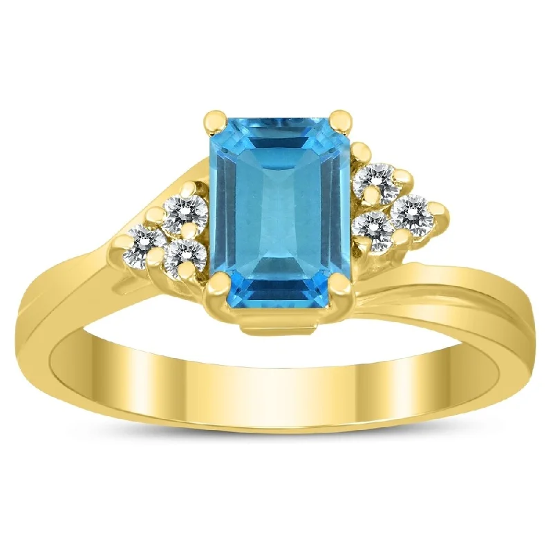 Citrine Gemstone Rings in Stainless Steel with a Stackable Design for a Trendy Everyday Wear7X5MM Blue Topaz and Diamond Twist Ring in 10K Yellow Gold