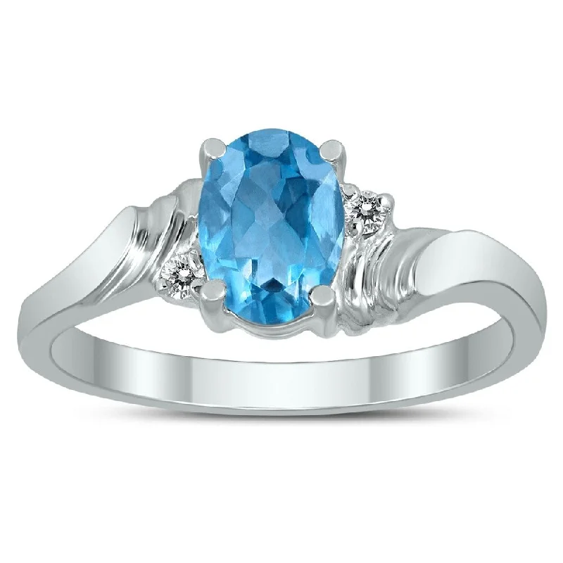 Alexandrite Gemstone Rings in Platinum with a Hidden Halo for a Rare and Luxurious Piece7X5MM Blue Topaz and Diamond Wave Ring in 10K White Gold