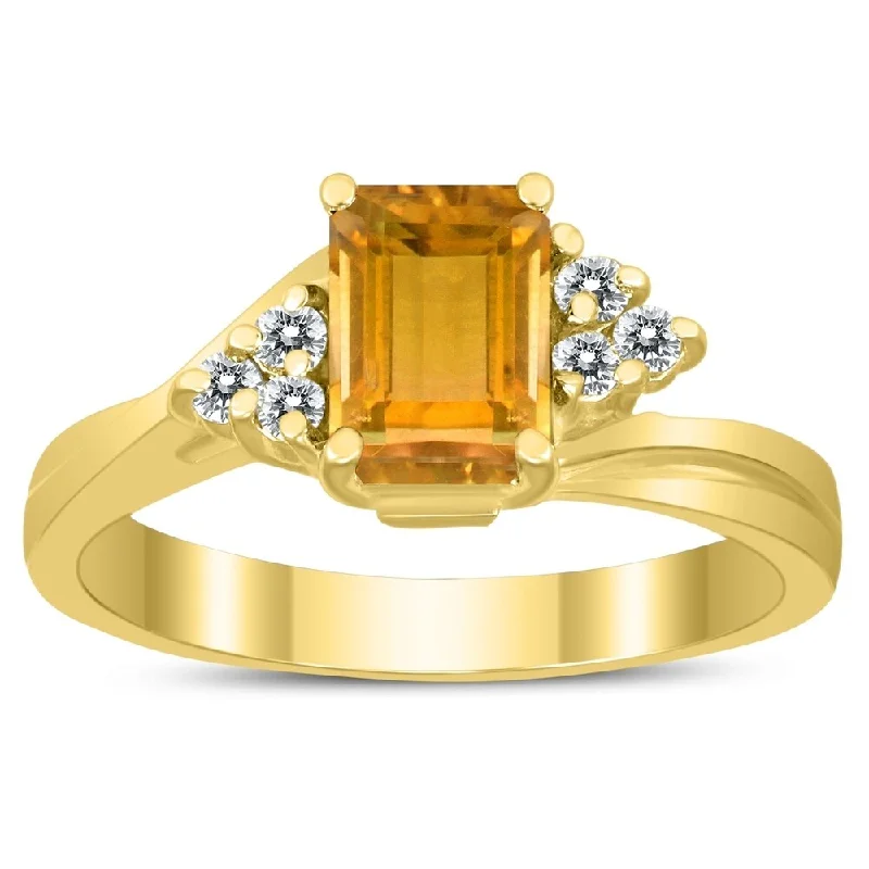 Citrine Gemstone Rings in Stainless Steel with a Stackable Design for a Trendy Everyday Wear7X5MM Citrine and Diamond Twist Ring in 10K Yellow Gold