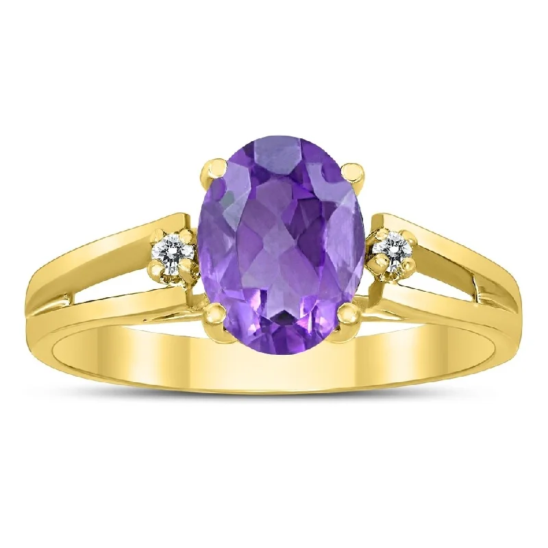 Turquoise Gemstone Rings in 925 Silver with a Southwestern - Inspired Design for a Rustic Charm8X6MM Amethyst and Diamond Open Three Stone Ring in 10K Yellow Gold