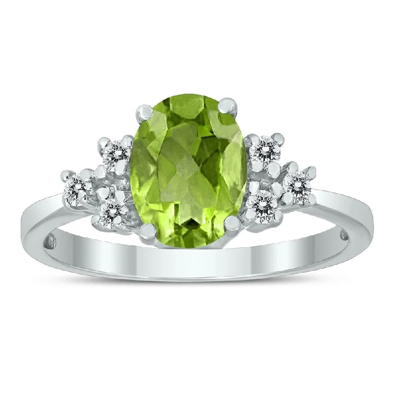 Alexandrite Gemstone Rings in Platinum with a Hidden Halo for a Rare and Luxurious Piece8X6MM Peridot and Diamond Regal Ring in 10K White Gold