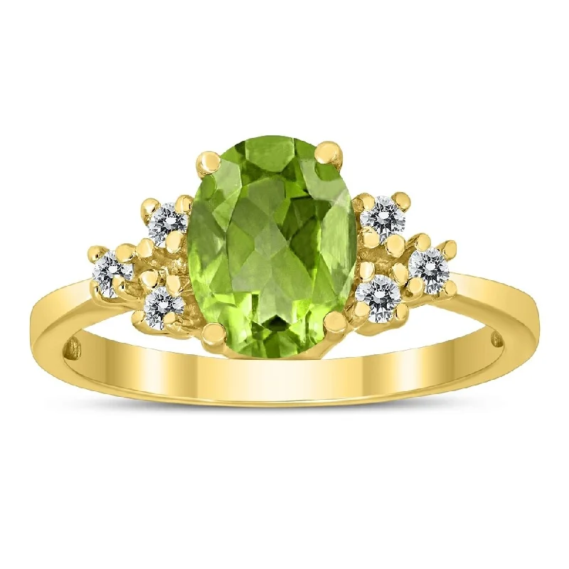 Citrine Gemstone Rings in Stainless Steel with a Stackable Design for a Trendy Everyday Wear8X6MM Peridot and Diamond Regal Ring in 10K Yellow Gold