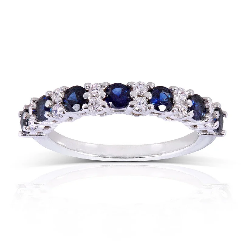 Topaz Gemstone Rings in 10K Gold with a Channel - Set Design for a Contemporary and Durable OptionAnnello by Kobelli 14k White Gold Blue Sapphire 1/4ct TDW Diamond Band (G-H, I1-I2)