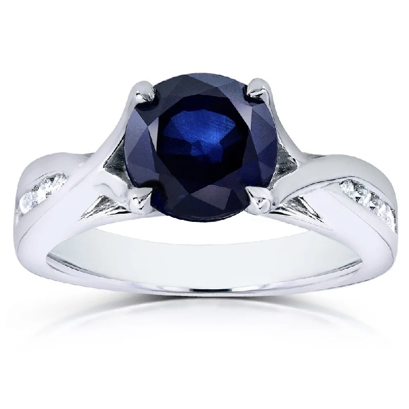 Aquamarine Gemstone Rings in 9K Gold with a Bezel Setting for a Modern and Secure FitAnnello by Kobelli 14k White Gold Blue Sapphire and 1/10ct TDW Diamond Ring (G-H, I1-I2)