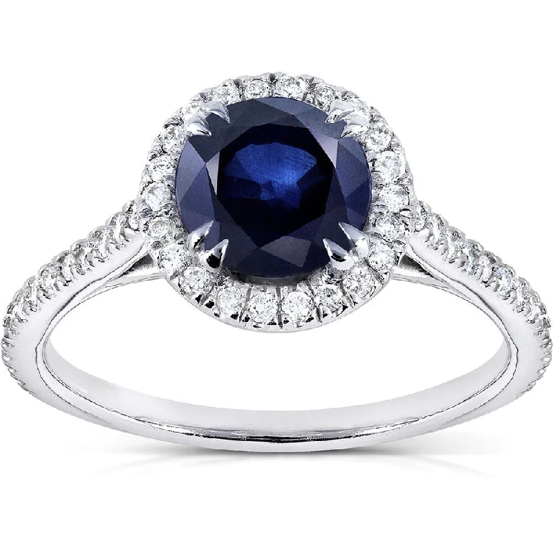 Ruby Gemstone Rings in 14K Yellow Gold with a Solitaire Setting for a Classic and Bold StatementAnnello by Kobelli 14k White Gold Round Blue Sapphire and 1/4ct TDW Diamond Halo Ring (G-