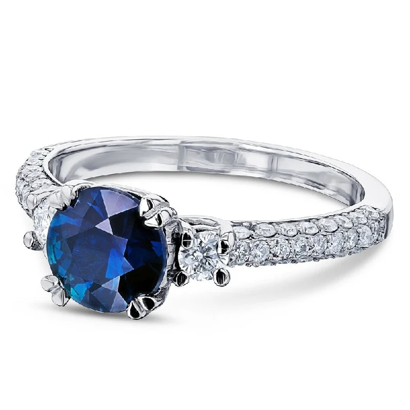 Tanzanite Gemstone Rings in 10K Gold with a Trilogy Design for a Sophisticated GiftAnnello by Kobelli 14k White Gold Round Sapphire and 1/2ct TDW Diamond Three Stone Ring (