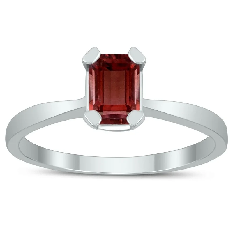 Alexandrite Gemstone Rings in Platinum with a Hidden Halo for a Rare and Luxurious PieceEmerald Shaped 6X4MM Garnet Solitaire Ring in 10K White Gold