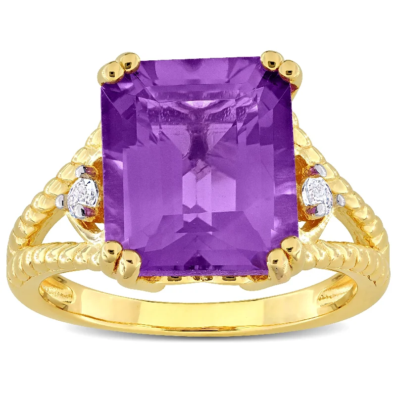 Sapphire Gemstone Rings in 18K White Gold with Diamond Accents for an Elegant EngagementMiadora 5 1/8ct TGW Octagon-Cut Amethyst and White Topaz Cocktail Ring in Yellow Plated Sterling Silver