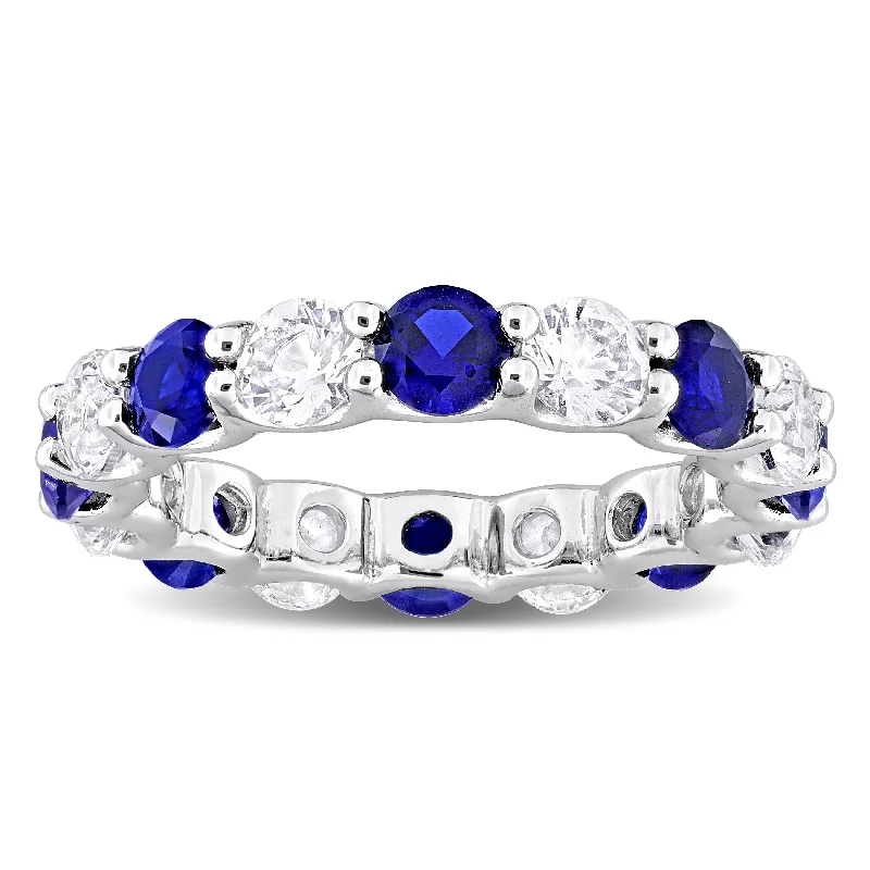 Lapis Lazuli Gemstone Rings in Sterling Silver with a Star - Shaped Setting for a Celestial - Inspired PieceMiadora 5ct TGW Created Blue Sapphire and Created White Sapphire Eternity Ring in Sterling Silver