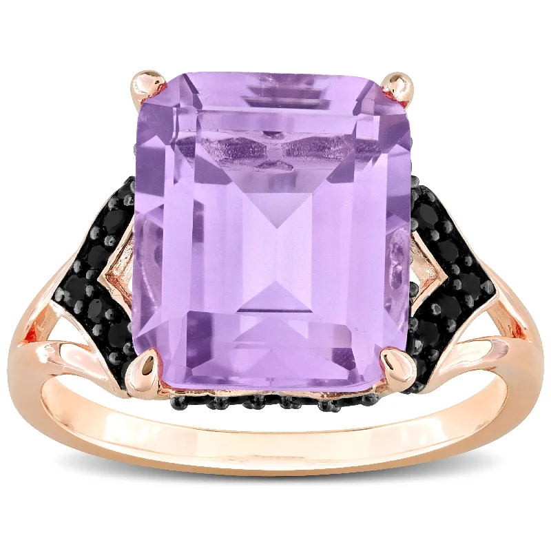 Topaz Gemstone Rings in 10K Gold with a Channel - Set Design for a Contemporary and Durable OptionMiadora 6 1/3ct TGW Rose de France and Black Sapphire Cocktail Ring in Rose Plated Sterling Silver