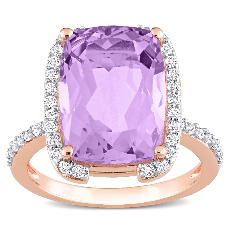 Iolite Gemstone Rings in 10K Gold with a Twisted Band for a Distinctive and Stylish AccessoryMiadora 7 7/8ct TGW Rose de France and White Topaz Fashion Ring in Rose Plated Sterling Silver