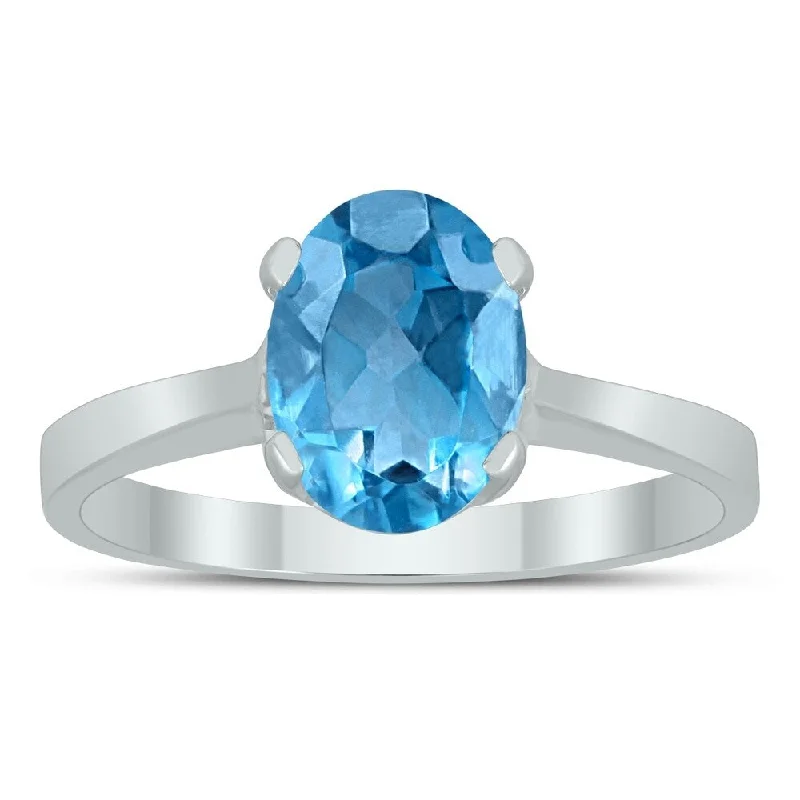 Alexandrite Gemstone Rings in Platinum with a Hidden Halo for a Rare and Luxurious PieceOval Solitaire 8X6MM Blue Topaz Ring in 10K White Gold