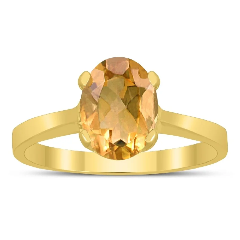 Ruby Gemstone Rings in 14K Yellow Gold with a Solitaire Setting for a Classic and Bold StatementOval Solitaire 8X6MM Citrine Ring in 10K Yellow Gold