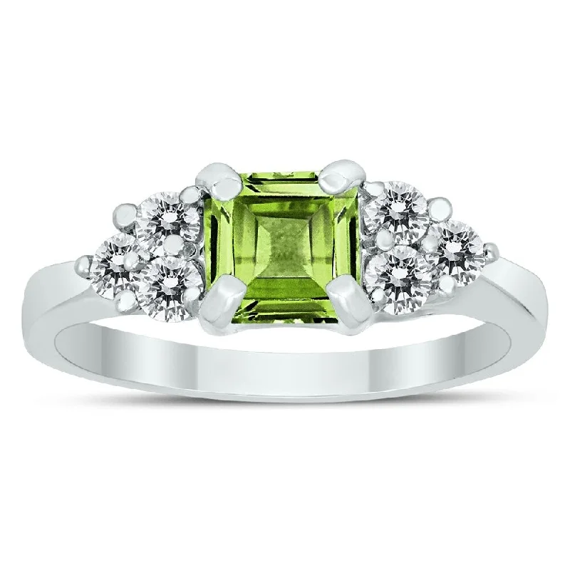 Ruby Gemstone Rings in 14K Yellow Gold with a Solitaire Setting for a Classic and Bold StatementPrincess Cut 6X6MM Peridot and Diamond Duchess Ring in 10K White Gold