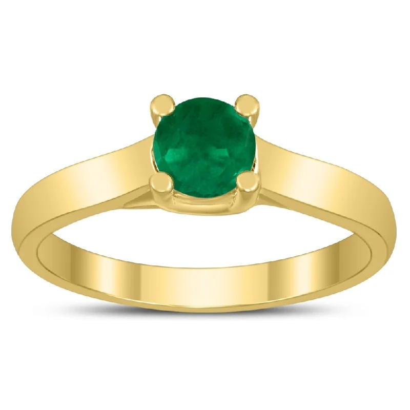 Ruby Gemstone Rings in 14K Yellow Gold with a Solitaire Setting for a Classic and Bold StatementRound 5MM Emerald Cathedral Solitaire Ring in 10K Yellow Gold