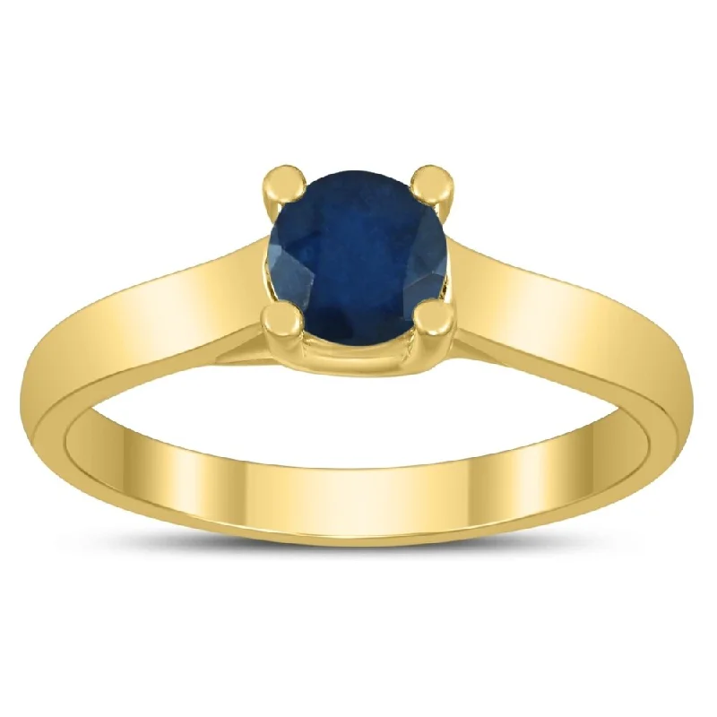 Sapphire Gemstone Rings in 18K White Gold with Diamond Accents for an Elegant EngagementRound 5MM Sapphire Cathedral Solitaire Ring in 10K Yellow Gold