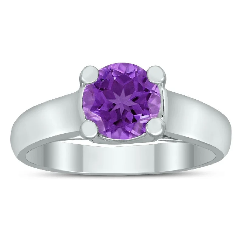 Ruby Gemstone Rings in 14K Yellow Gold with a Solitaire Setting for a Classic and Bold StatementRound 7MM Amethyst Cathedral Solitaire Ring in 10K White Gold