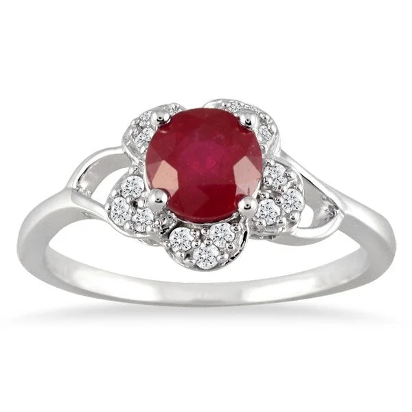 Iolite Gemstone Rings in 10K Gold with a Twisted Band for a Distinctive and Stylish AccessoryRuby and Diamond Ring 10K White Gold