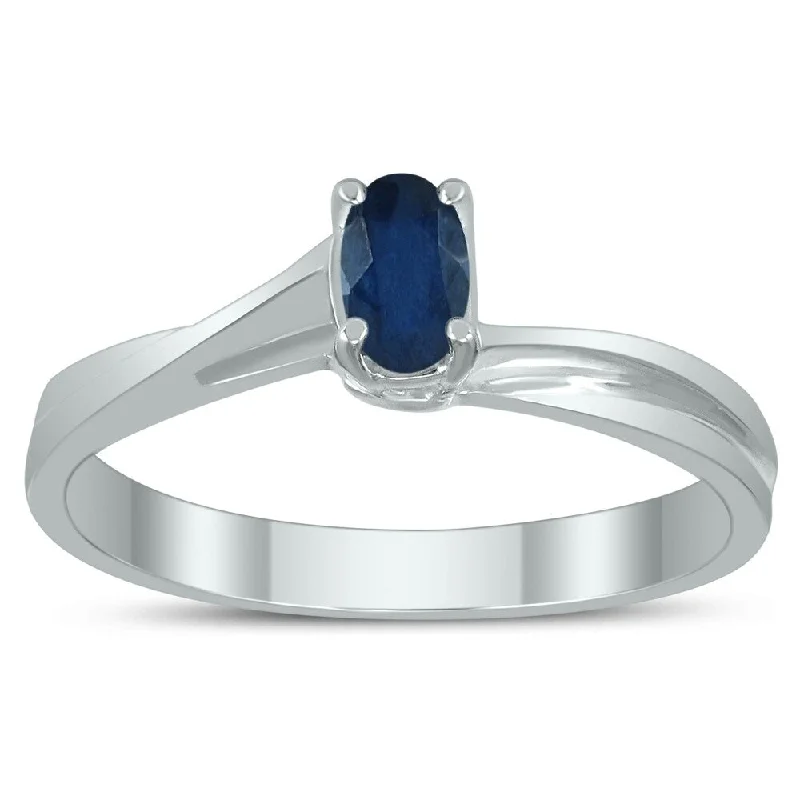 Alexandrite Gemstone Rings in Platinum with a Hidden Halo for a Rare and Luxurious PieceSolitaire Oval 5X3MM Sapphire Gemstone Twist Ring in 10K White Gold