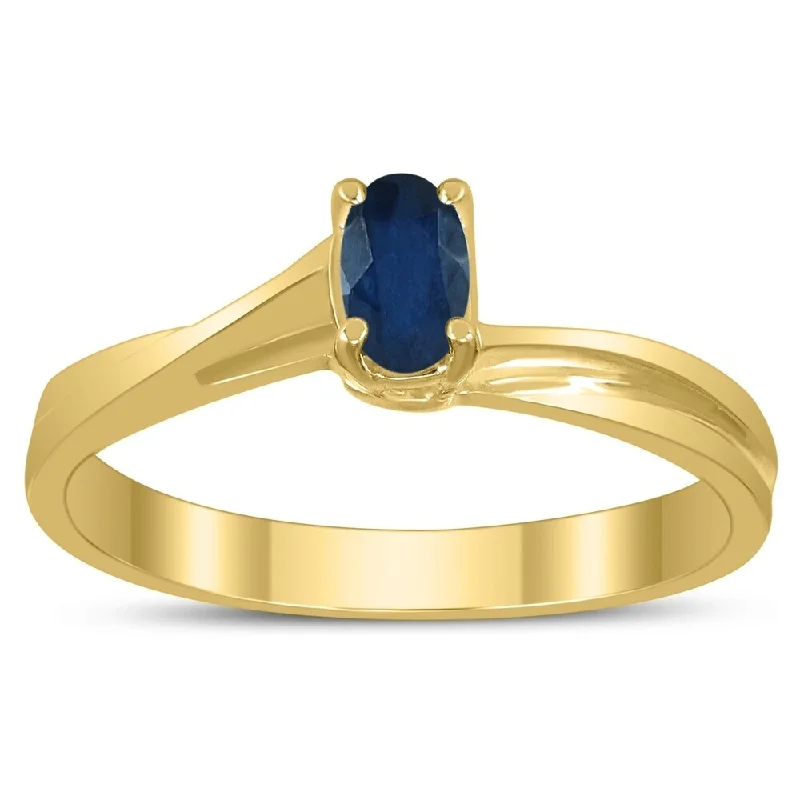 Alexandrite Gemstone Rings in Platinum with a Hidden Halo for a Rare and Luxurious PieceSolitaire Oval 5X3MM Sapphire Gemstone Twist Ring in 10K Yellow Gold