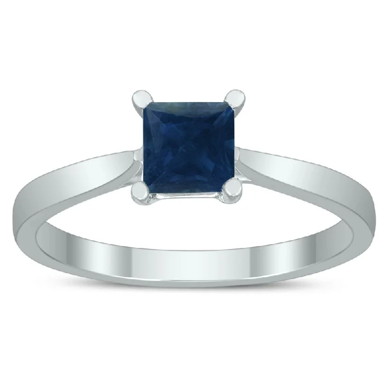 Agate Gemstone Rings in Sterling Silver with a Mosaic - Inspired Inlay for a Bohemian StyleSquare Princess Cut 5MM Sapphire Solitaire Ring in 10K White Gold