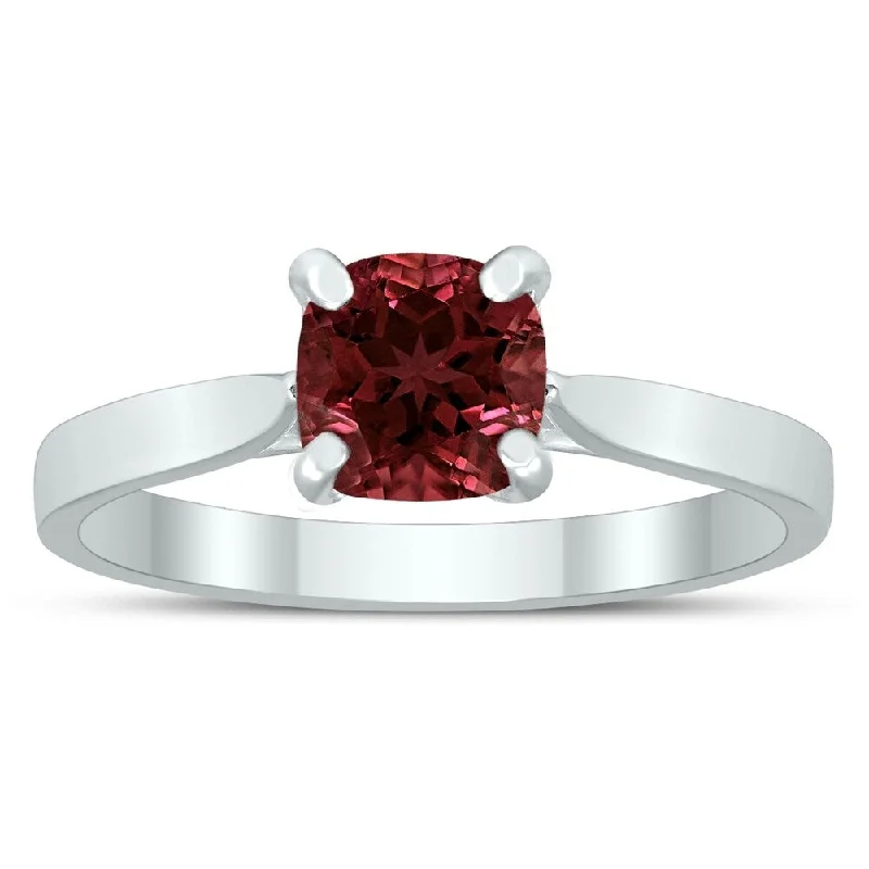 Ruby Gemstone Rings in 14K Yellow Gold with a Solitaire Setting for a Classic and Bold StatementSquare Princess Cut 6MM Garnet Solitaire Ring in 10K White Gold