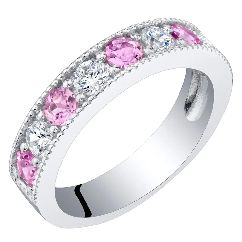 Topaz Gemstone Rings in 10K Gold with a Channel - Set Design for a Contemporary and Durable OptionSterling Silver 0.75 ct Created Pink Sapphire Stackable Ring