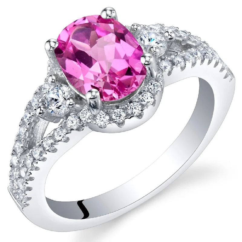 Sapphire Gemstone Rings in 18K White Gold with Diamond Accents for an Elegant EngagementSterling Silver 1.5 ct Created Pink Sapphire Birthstone Ring