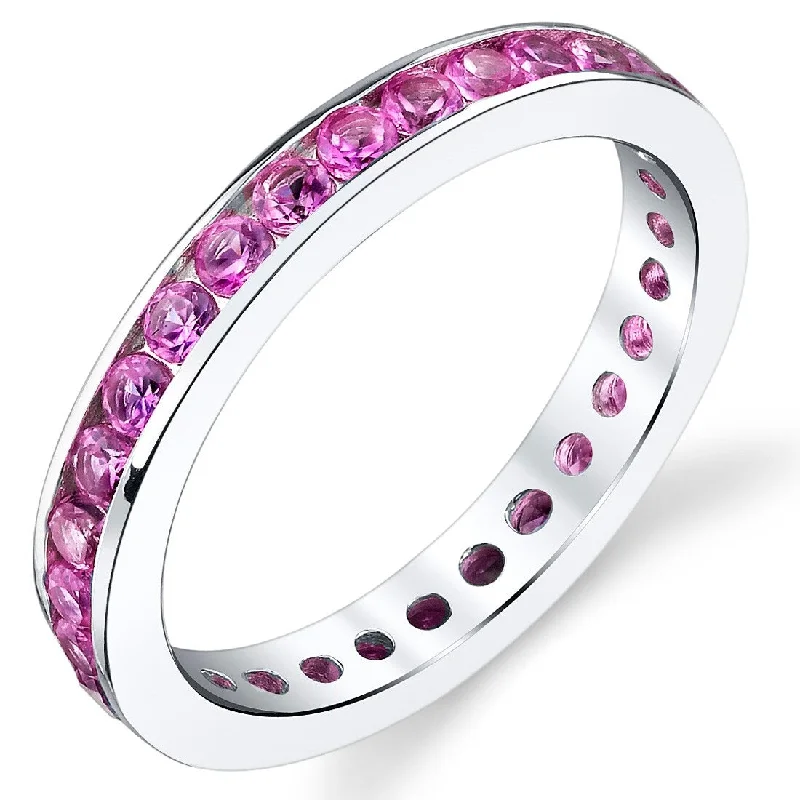 Ruby Gemstone Rings in 14K Yellow Gold with a Solitaire Setting for a Classic and Bold StatementSterling Silver 1.5 ct Created Pink Sapphire Eternity Band Ring