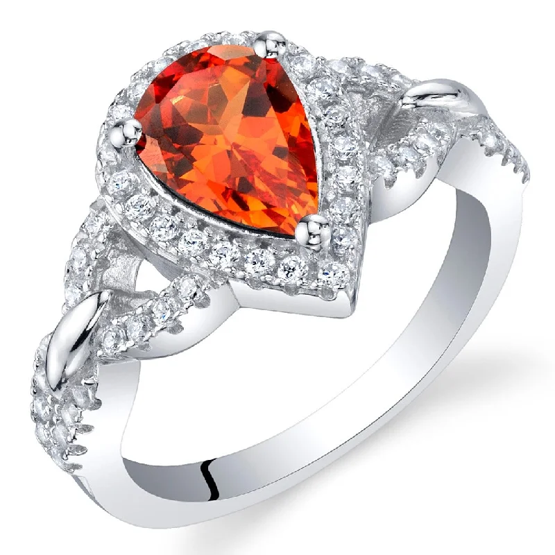 Topaz Gemstone Rings in 10K Gold with a Channel - Set Design for a Contemporary and Durable OptionSterling Silver 1.75 ct Created Padparadscha Sapphire Halo Ring