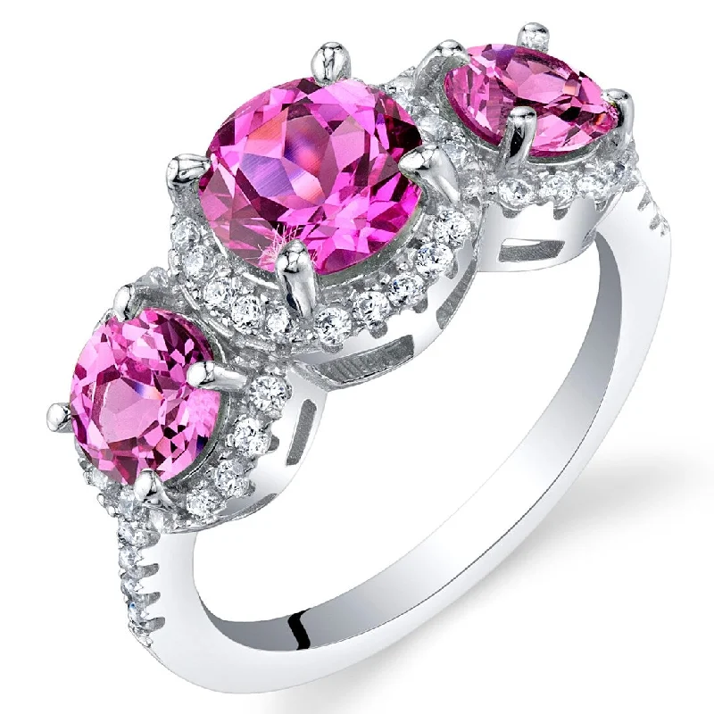 Turquoise Gemstone Rings in 925 Silver with a Southwestern - Inspired Design for a Rustic CharmSterling Silver 2.75 ct Created Pink Sapphire Halo Ring