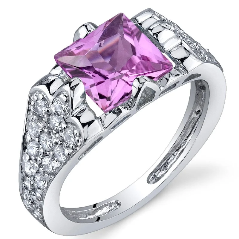 Alexandrite Gemstone Rings in Platinum with a Hidden Halo for a Rare and Luxurious PieceSterling Silver 2 ct Created Pink Sapphire Birthstone Ring