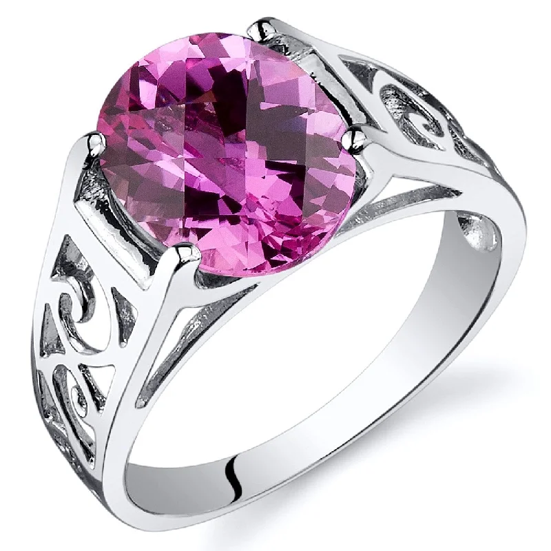 Lapis Lazuli Gemstone Rings in Sterling Silver with a Star - Shaped Setting for a Celestial - Inspired PieceSterling Silver 3.5 ct Created Pink Sapphire Solitaire Ring