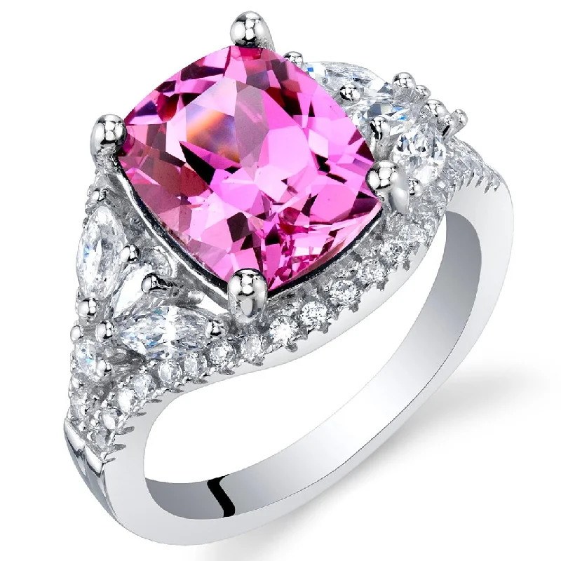 Opal Gemstone Rings in Rose Gold with a Milgrain Edge for a Feminine and Romantic StyleSterling Silver 4 ct Created Pink Sapphire Birthstone Ring