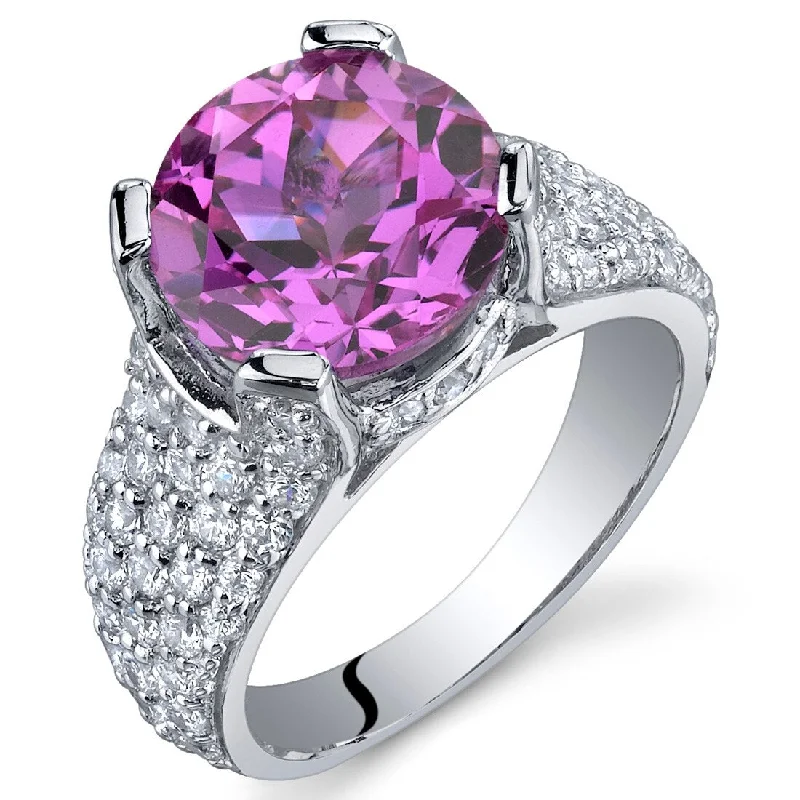 Iolite Gemstone Rings in 10K Gold with a Twisted Band for a Distinctive and Stylish AccessorySterling Silver 5 ct Created Pink Sapphire Birthstone Ring