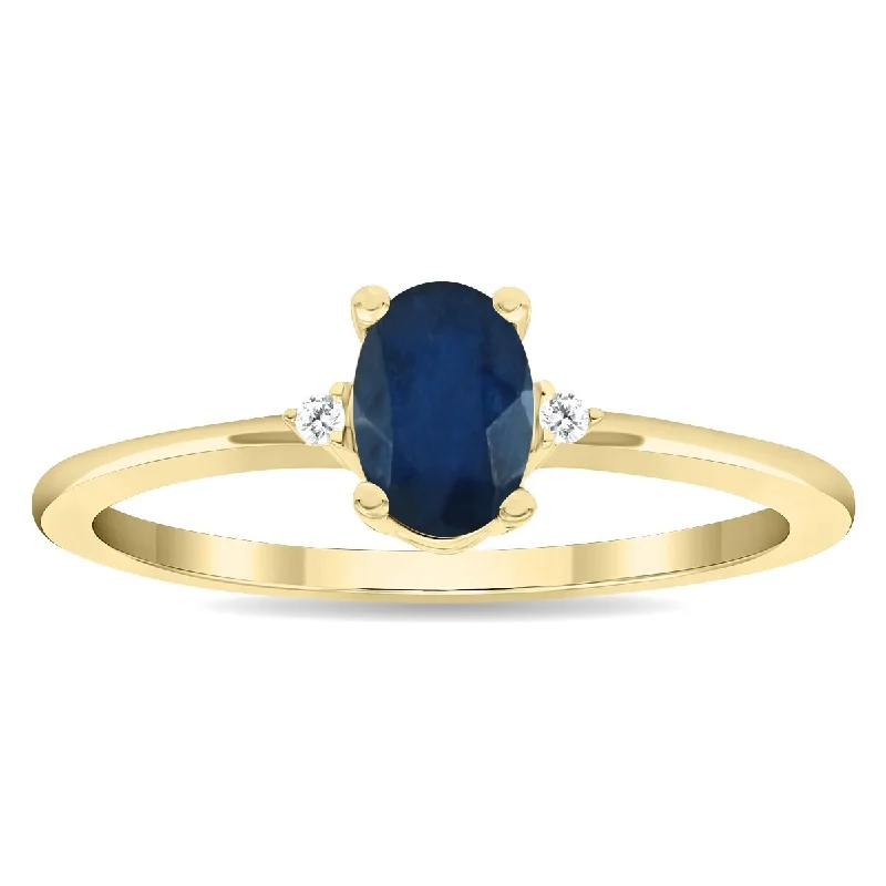 Sapphire Gemstone Rings in 18K White Gold with Diamond Accents for an Elegant EngagementWomen's Oval Shaped Sapphire and Diamond Classic Band in 10K Yellow Gold