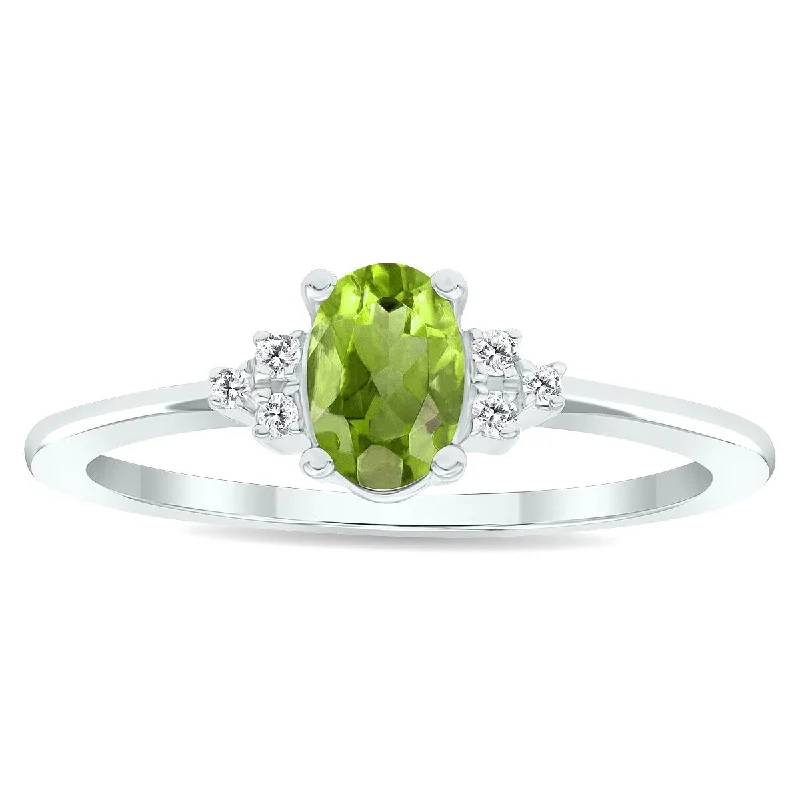 Opal Gemstone Rings in Rose Gold with a Milgrain Edge for a Feminine and Romantic StyleWomen's Peridot and Diamond Half Moon Ring in 10K White Gold