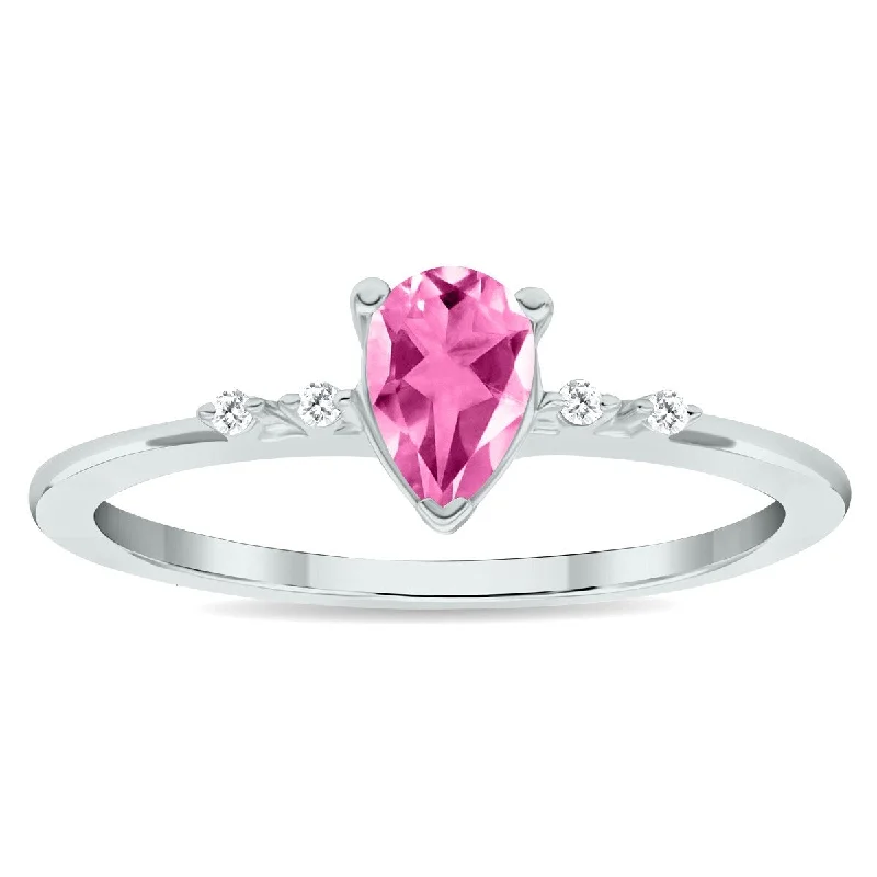 Alexandrite Gemstone Rings in Platinum with a Hidden Halo for a Rare and Luxurious PieceWomen's Pink Topaz and Diamond Sparkle Ring in 10K White Gold