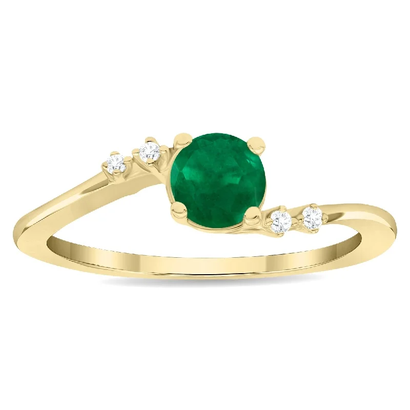 Citrine Gemstone Rings in Stainless Steel with a Stackable Design for a Trendy Everyday WearWomen's Round Shaped Emerald and Diamond Tierra Ring in 10K Yellow Gold