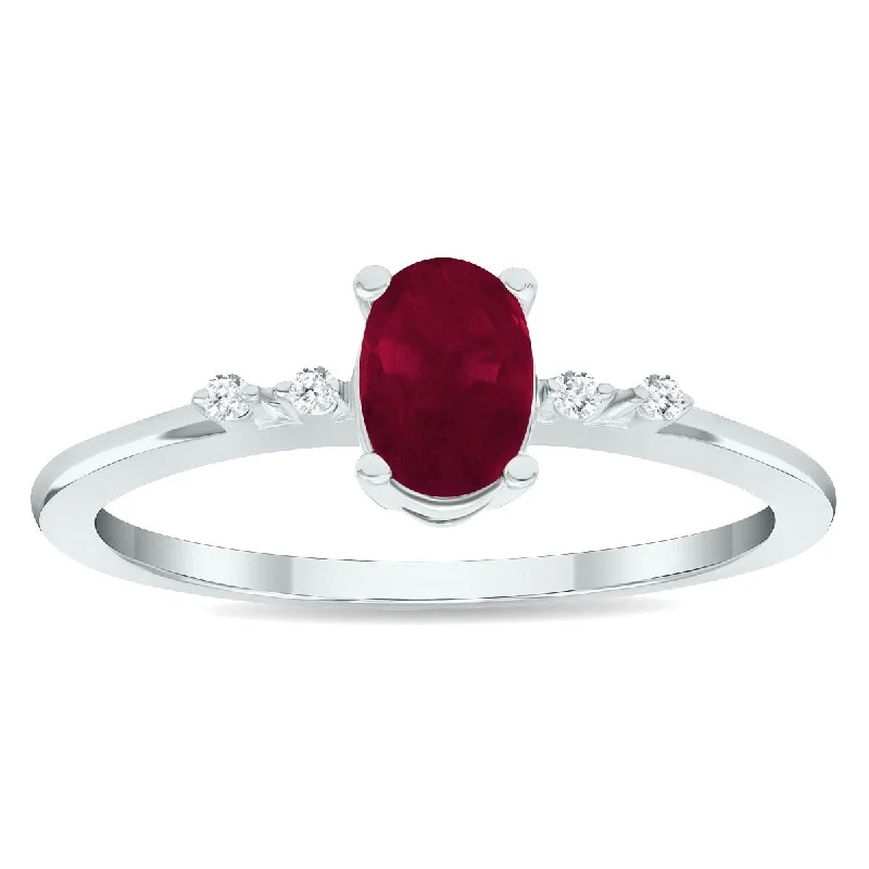 Agate Gemstone Rings in Sterling Silver with a Mosaic - Inspired Inlay for a Bohemian StyleWomen's Ruby and Diamond Sparkle Ring in 10K White Gold