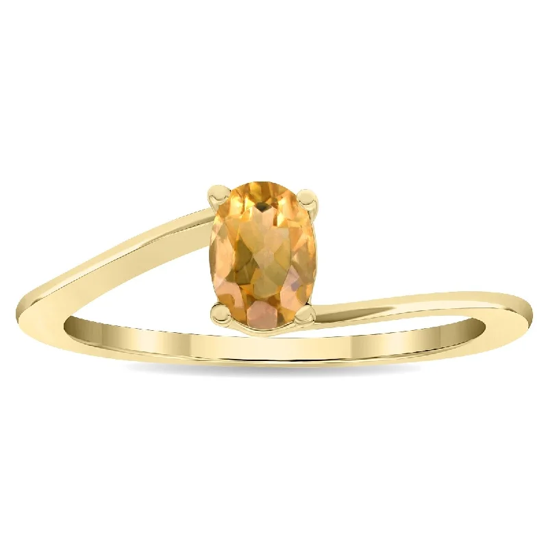 Sapphire Gemstone Rings in 18K White Gold with Diamond Accents for an Elegant EngagementWomen's Solitaire Oval Shaped Citrine Wave Ring in 10K Yellow Gold