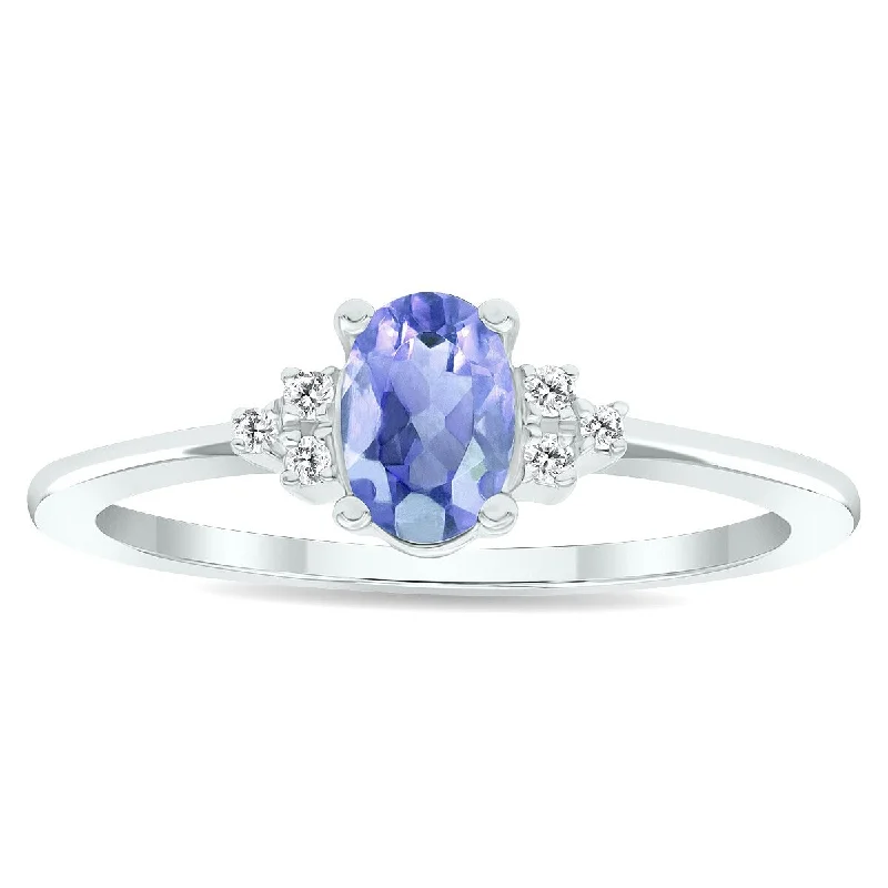 Ruby Gemstone Rings in 14K Yellow Gold with a Solitaire Setting for a Classic and Bold StatementWomen's Tanzanite and Diamond Half Moon Ring in 10K White Gold