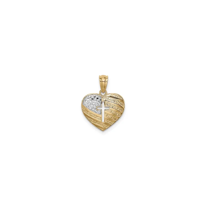 18K Gold - Plated Angel Wing Pendant for a Symbolic and Elegant AccessoryAmerican Flag with Cross Outline Heart Pendant (14K)