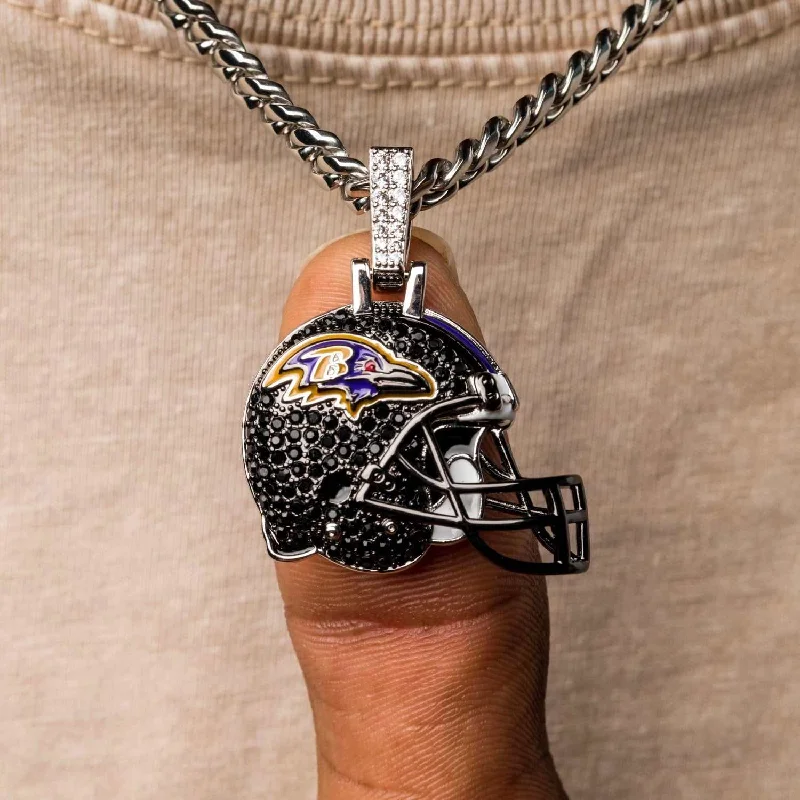 Statement - Making Large - Gemstone - Studded Geometric Pendant Necklace for Evening PartiesBaltimore Ravens Official NFL Helmet Pendant