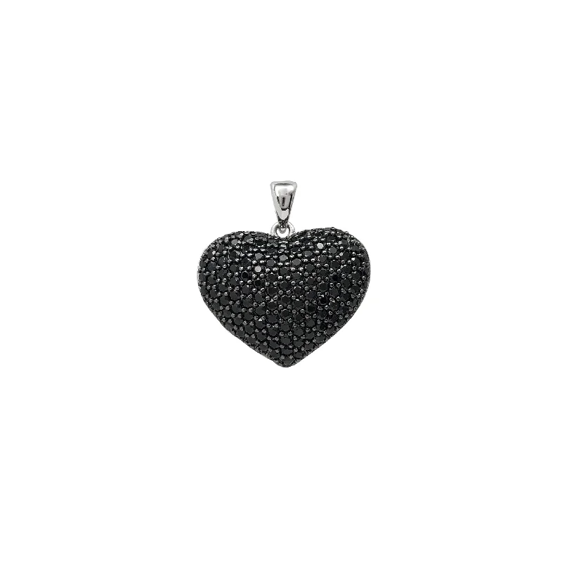 Dainty Gold - Plated Angel Wing Pendant Necklace for Sensitive Skin OwnersBlack Onyx Puffy Heart Pendant (Silver)