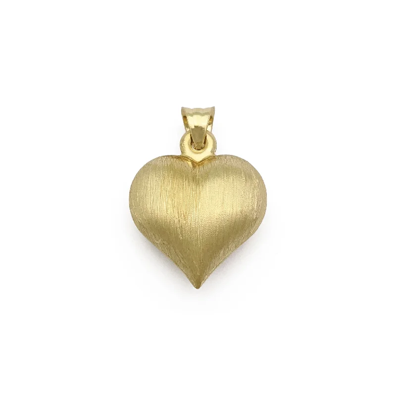 Retro - Inspired Art Deco - Patterned Pendant in Silver for Vintage LoversBrushed-Finish Puffy Heart Pendant (14K)