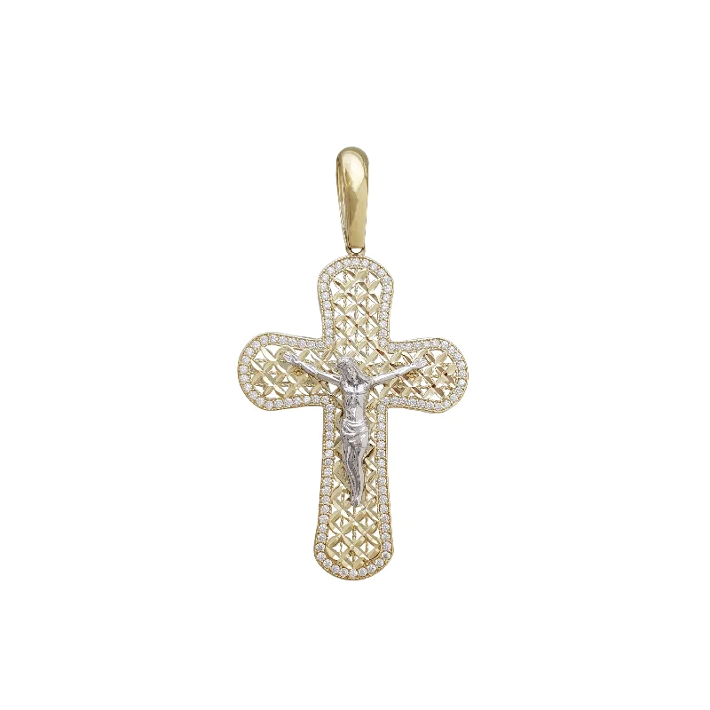 Adjustable - Chain Cubic Zirconia Solitaire Pendant for a Sparkling GiftCz Crucifix Pendant (14K)