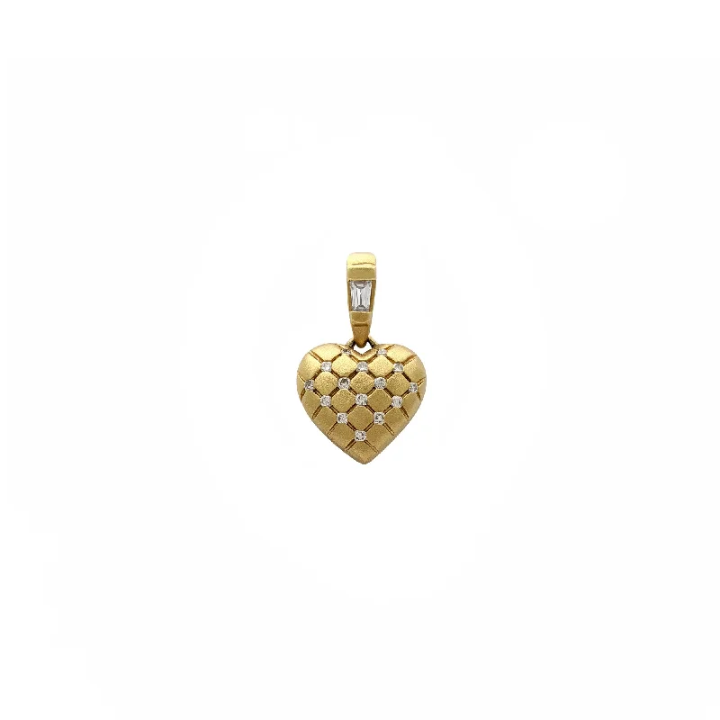 Magnetic - Locking Pendant with Hidden Compartment for Secret MessagesDiamond Quilt Heart Pendant (14K)